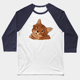 Chubby Brown Tabby Cat Baseball T-Shirt